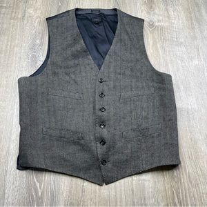 J. Crew Men's large brown Herringbone Button-Front Vest Waistcoat